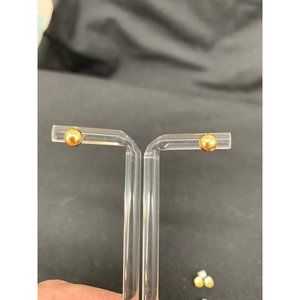 24K over Sterling Silver Balls Pierced Earrings Pair